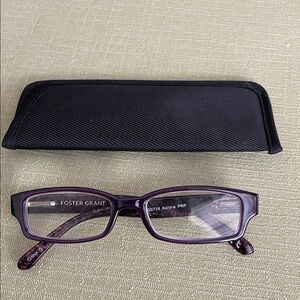 Foster Grant Aurora Women's +2.50 Purple Floral Readers Reading Glasses & Pouch